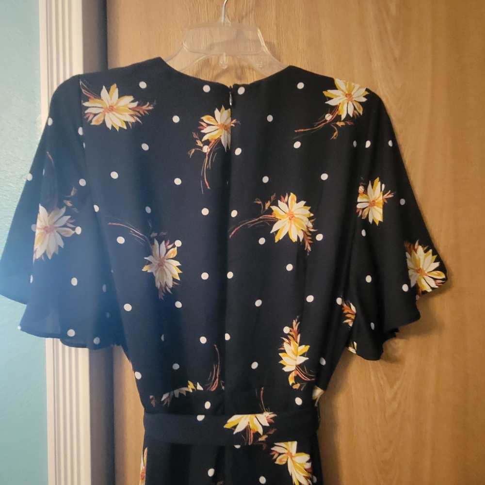 Banana Republic Factory Black Dress with Floral and Polka Dots - Picture 6 of 13